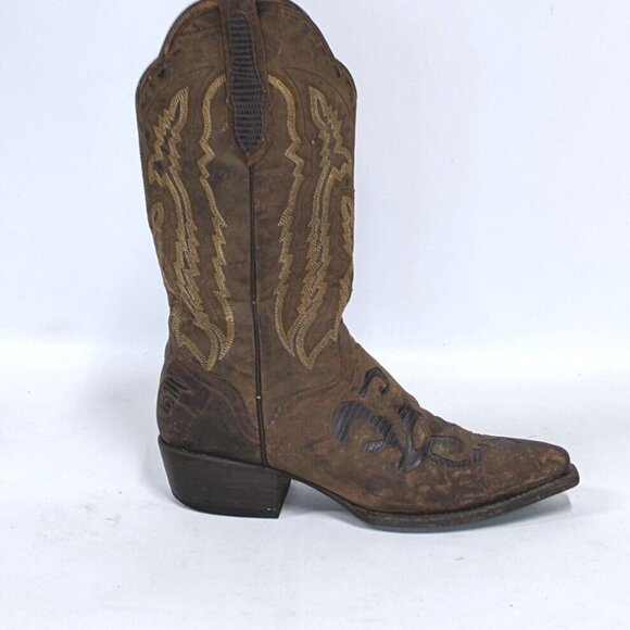 JB Dillon Embroidered Western Boots, Distressed Goat Leather Boots, Size 8D - Picture 8 of 12